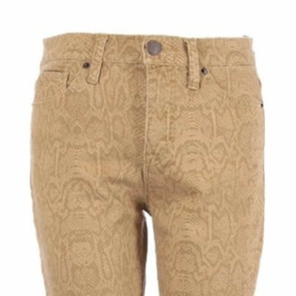 BDG Urban Outfitters Cigarette Tan Ankle Snakeskin Print Jeans Size 27 - Picture 5 of 10